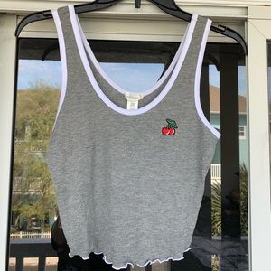 Bozzolo Cherry Embroidered Crop Top NWOT